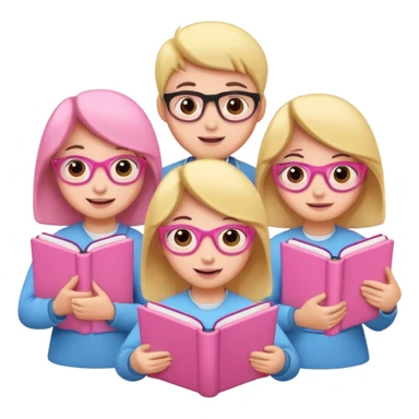 Por ejemplo quiero de que unos muñequitos estudien y que pusiste en unos libritos y que todo sea color rosa y cute sticker