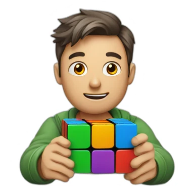 A man solving rubik's cube sticker