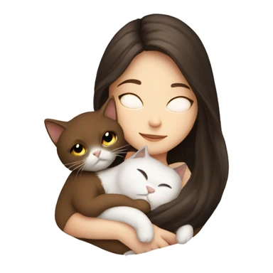 White Girl with Long Brown hair snuggeling black cat  sticker