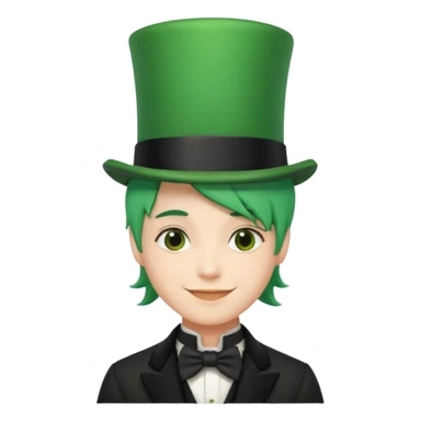 sorrindo com cartola e cabelo verde sticker
