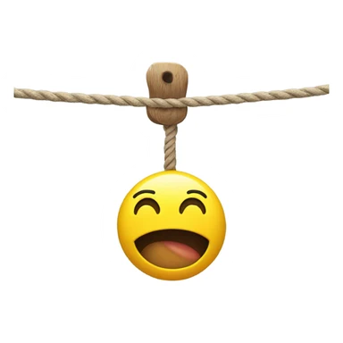 Yellow surprised emoji hanging from a rope  sticker