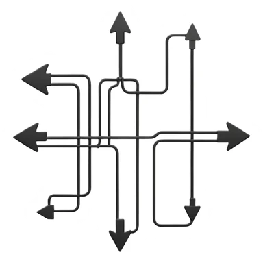 ultra-minimal electrical circuit schematic icon, simplest geometric shapes, straight lines, dots for connection nodes, single arrow, top-down schematic view, very clean, intuitive, symbolic, instantly recognizable wiring diagram sticker