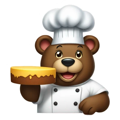 a bear chef slicing a cake on a cutting board  sticker