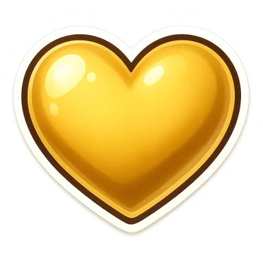 yellow heart with a metallic finish sticker