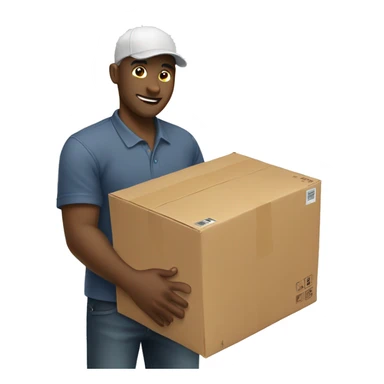 Man picking up package sticker