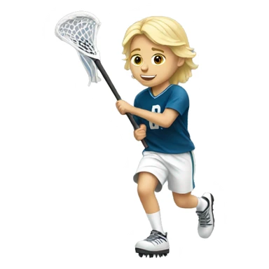Blonde boy playing Lacrosse sticker