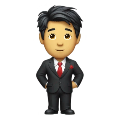 winnie the pooh wear black suit with a red tie and xijinping hair sticker