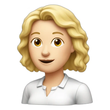 middle aged white woman mid length blond hair chewing on a carrot sticker