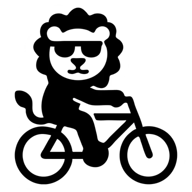 lion with sunglasses on a bike, solid filled icon sticker