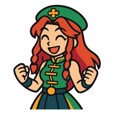 Hong Meiling smiling in vibrant toon style sticker