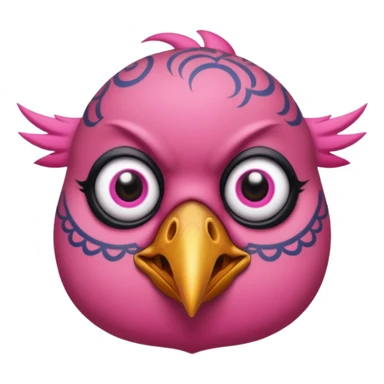 pink bird with piercings and excessive face tattoos two eyes sticker