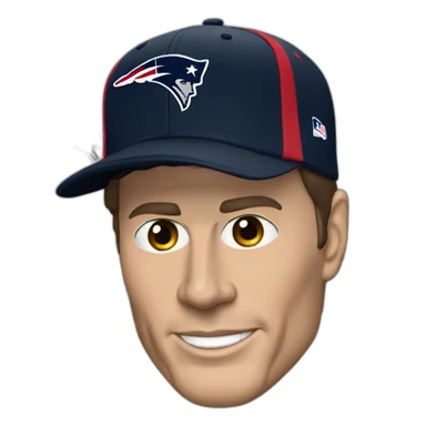 Tom Brady with a Patriots cap sticker