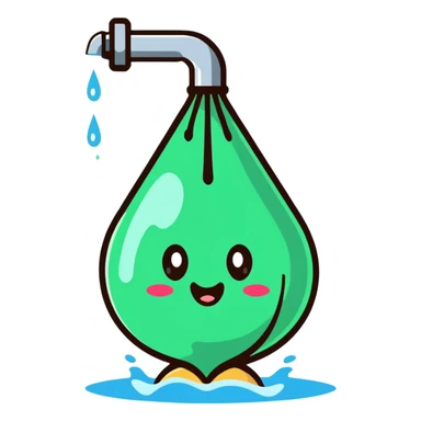 onion character taking a shower, water pouring from showerhead sticker