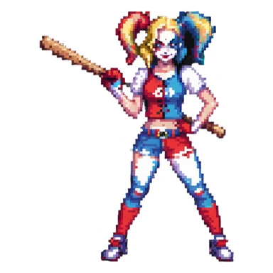 Harley Quinn character with baseball bat sticker