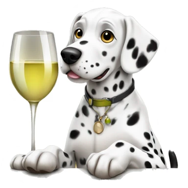 Dalmatian dog drinking white wine sticker