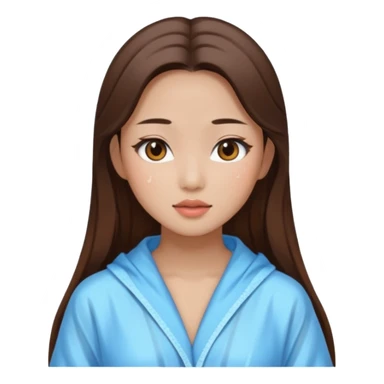 girl aesthetic emoji, asian beautiful make up long brown hair shower clothes sticker