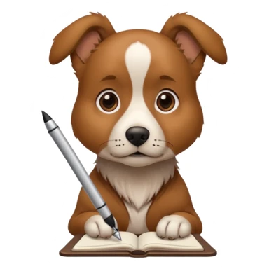 Dog with pen and copy sticker