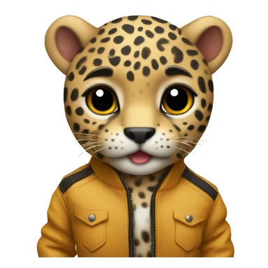  cute baby jaguar wearing a jacket sticker