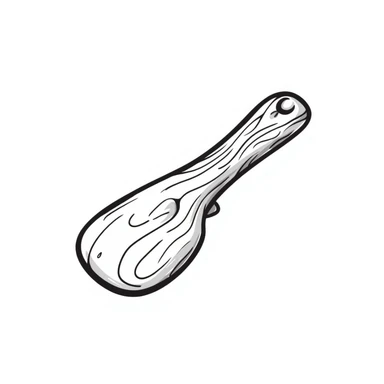 a tree wood gua sha tool, hand-drawn sketch, visible wood grain, organic form sticker