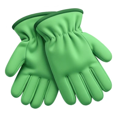 Green fleece gloves, warm and comfy, with a simple, modern design sticker