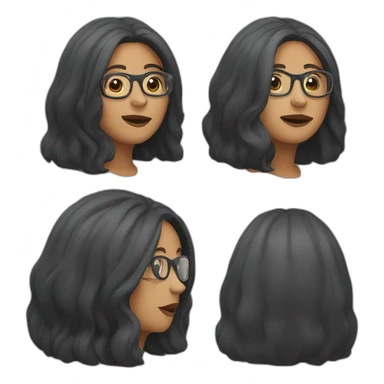 50 year old women with black midle long hair rond glasses sticker