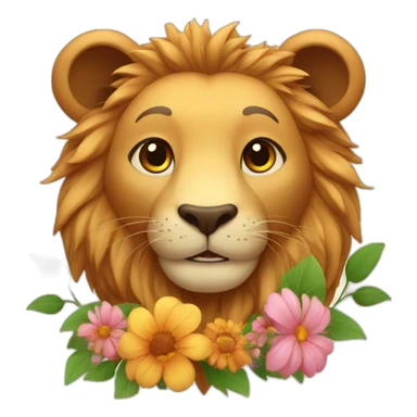 Lion bear with flowers sticker