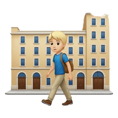 Pasear por madrid de los austrias chico rubio con edificio de fondo sticker