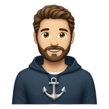 Brown hair man with anchor beard sticker