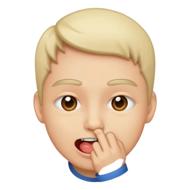 make a face biting their finger sticker