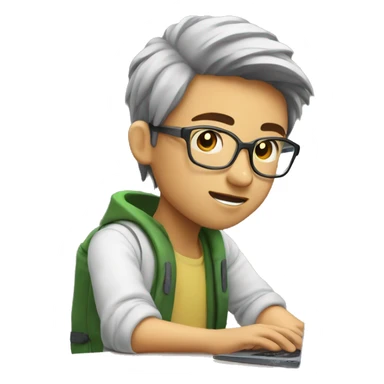 Young Asian without glasses software engineer coding in front of a laptop sticker