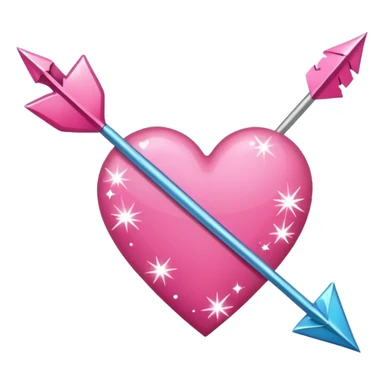 Genera un sticker tipo phone OS, un corazón rosa con una flecha y brillos sticker
