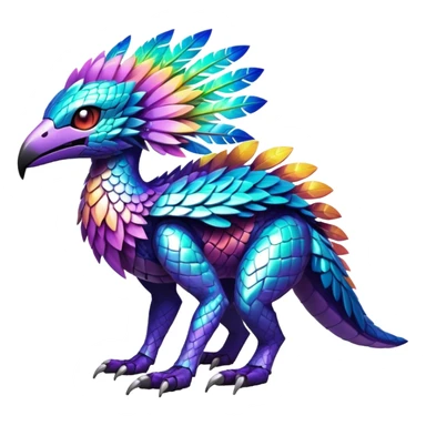  exotic tropical iridescent cyber-Protogen-Fakémon-Pokémon-Vernid-creature sticker