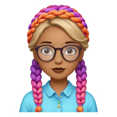 colorful braided hair girl with glasses sticker