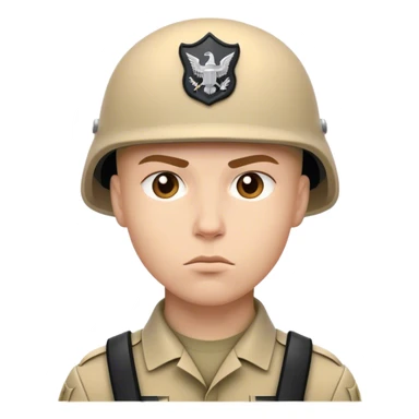 white modern soldier is serious and photorealistic sticker