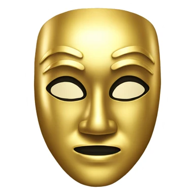 A golden theatre mask that looks cool and metallic for a male sticker