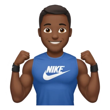 Jock black man smiling very very big biceps wearing “Nike” t shirt sticker