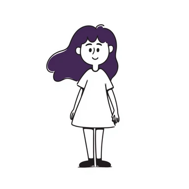 A simple sketch of a girl with flowing purple hair sticker