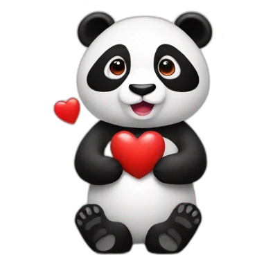 panda with red heart in her hands sticker
