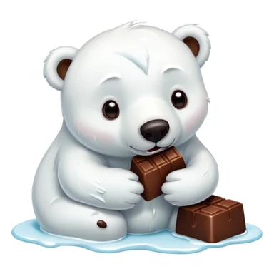 polar bear eats bunny made of chocolate sticker