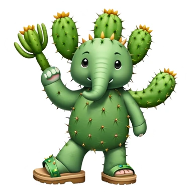 Elephant cactus wearing sandal  sticker