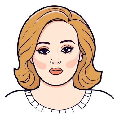 8k, 7000x7000px resolution, clean, smooth, thin lines, ultra detailed, hyperrealism, celebrity, best selling singer, Adele 2023. Glossy appearance, clean thin lines. Perfect makeup sticker