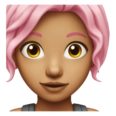 girl with pink hair and eyes, who makes a pretty face sticker