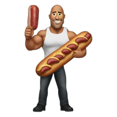 the rock holding a saussage sticker