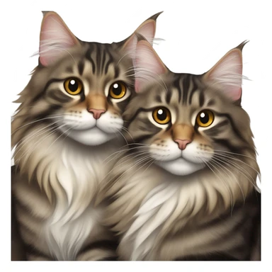 2 Maine coon tabby cats cuddling sticker