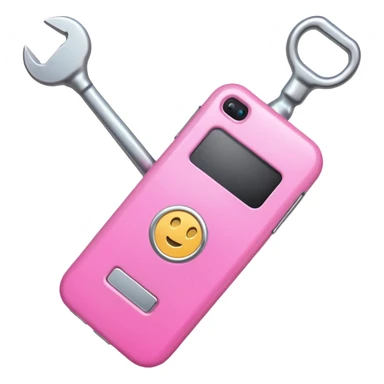 pink cellphone with a wrench sticker