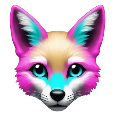 Faded Tie dye beige gray fox in pink cyan magenta black gold jewellery sticker