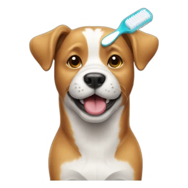 dog and toothbrush sticker