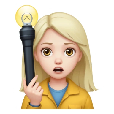 Scared girl with flashlight sticker