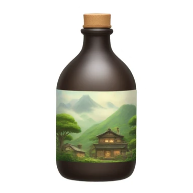 Ghibli Studio style bottle sticker