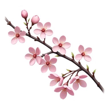 Cinematic Realistic Sakura Flowers on a Branch, depicted as delicate, soft pink blossoms gracefully adorning a slender, gently twisted branch, illuminated by subtle, warm natural light that accentuates their ethereal beauty and transient charm, poetic spring scene sticker